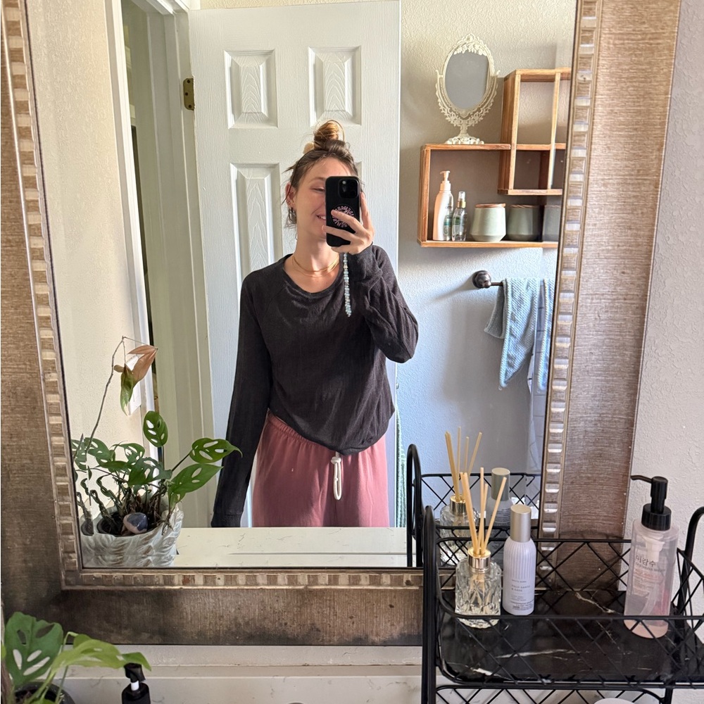 Brandy Melville Black Long Sleeve Crewneck Top